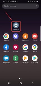 Android Settings icon highlighted