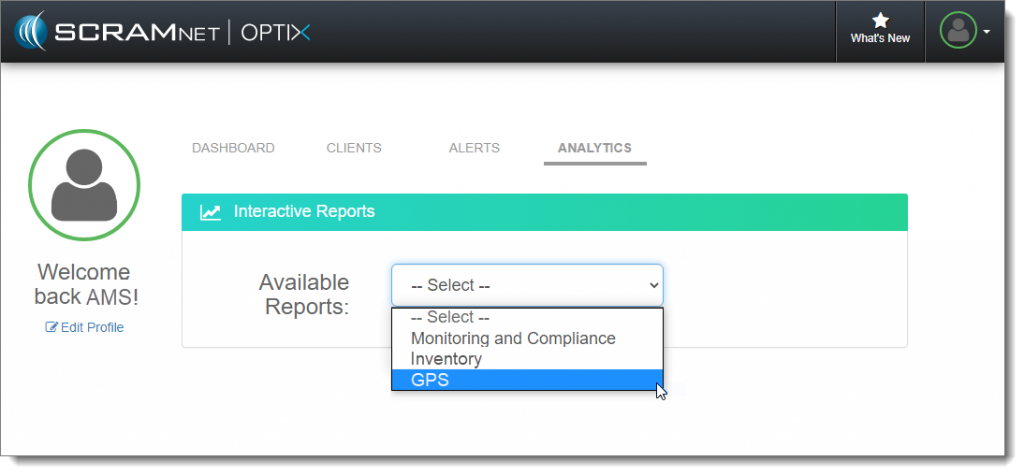 Select G P S from the reports dropdown menu