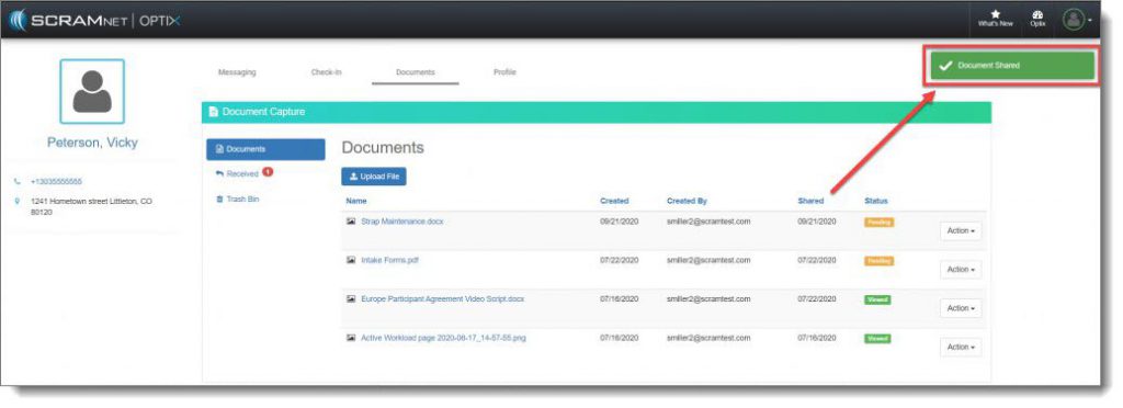 Client's Documents Page
