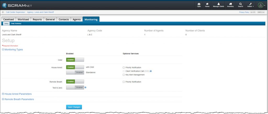SCRAMNET Agency Monitoring Tab
