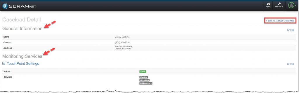 Caseload Details page