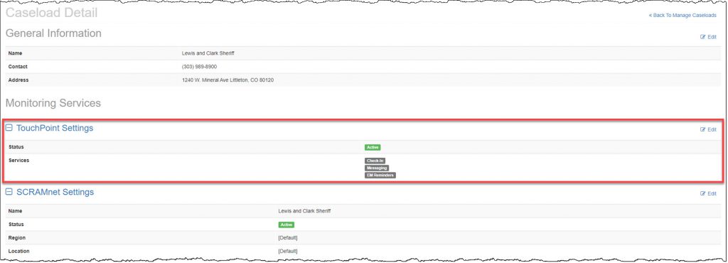 Caseload Detail page