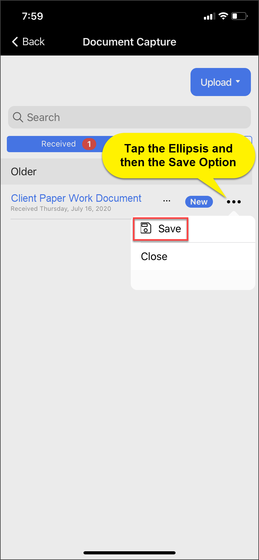 TouchPoint Client Application Document Capture Screen