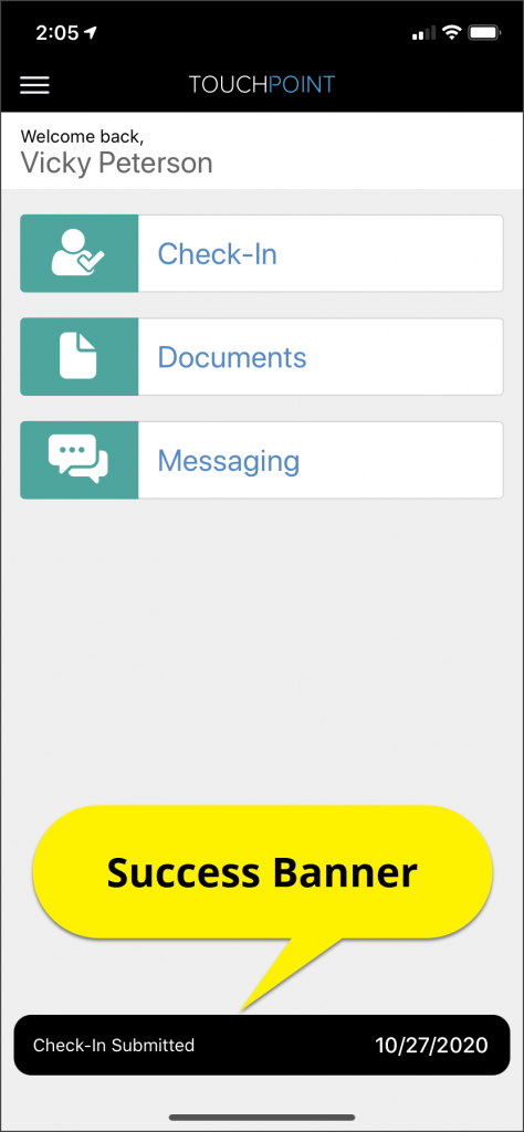 TouchPoint Client Application Home Screen