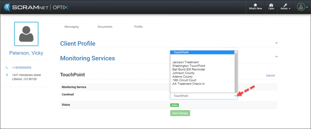 TouchPoint Client Profile page