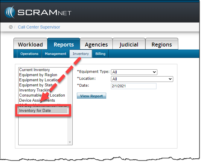 SCRAMNET Report tab Inventory sub tab