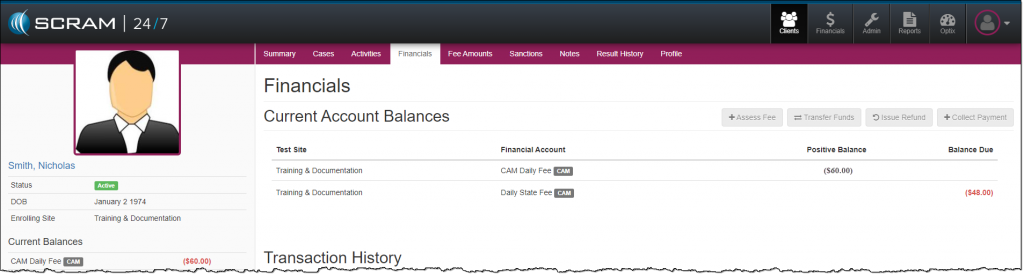 24/7 Client Financials page