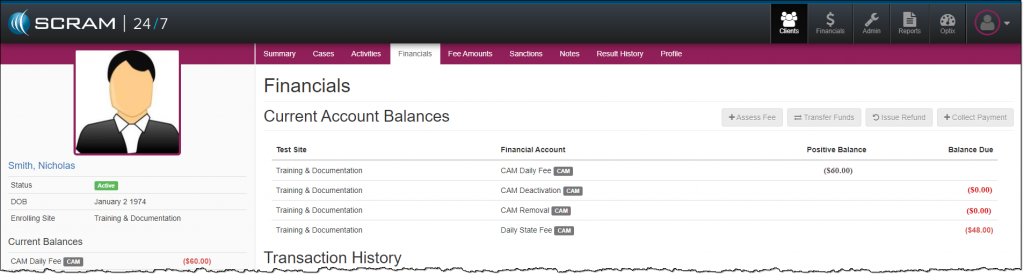 24/7 Client Financials page