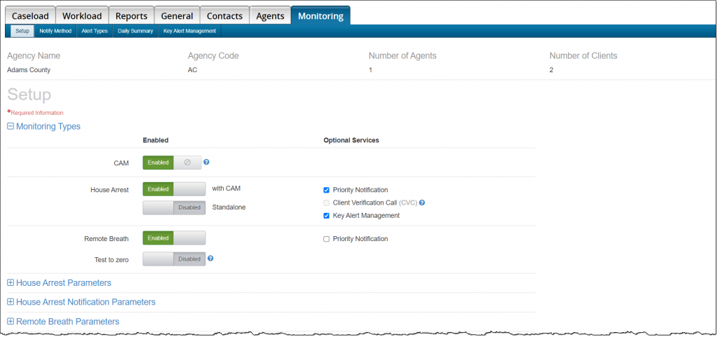 Current Caseload Monitoring page