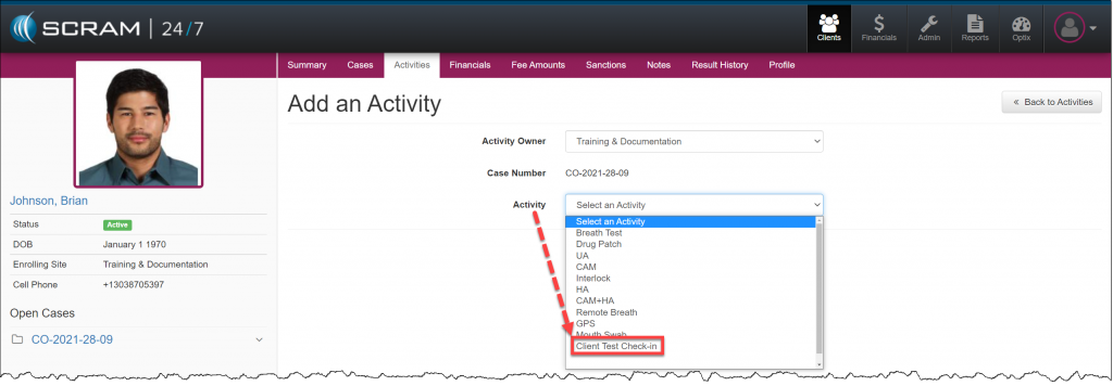 Add an activity page with activity menu explained