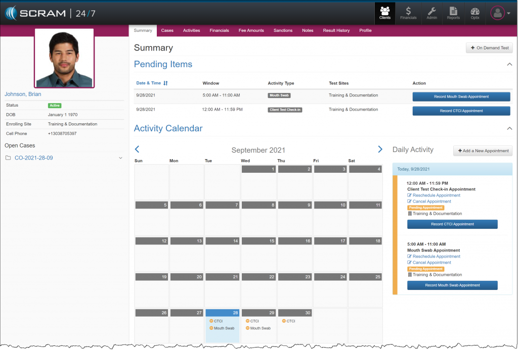 24/7 Client Summary page