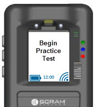 On screen message of Begin Practice Test